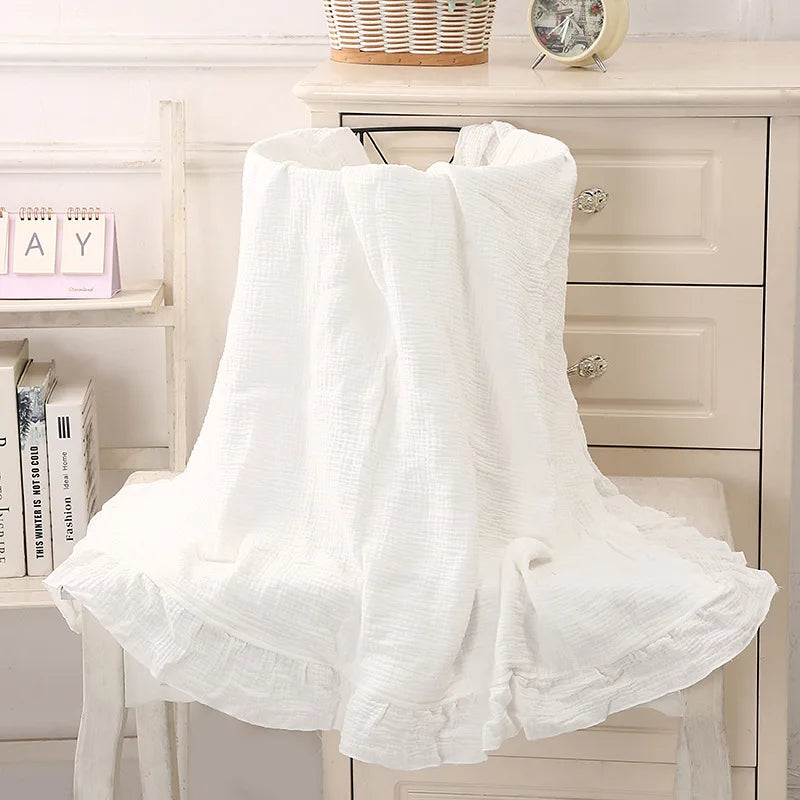 Cotton Baby Blanket Muslin Swaddle Newborn Receive Blanket Ruffle Children's Bedding Gauze Stroller Cover Babies Accessories