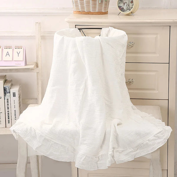 Cotton Baby Blanket Muslin Swaddle Newborn Receive Blanket Ruffle Children's Bedding Gauze Stroller Cover Babies Accessories