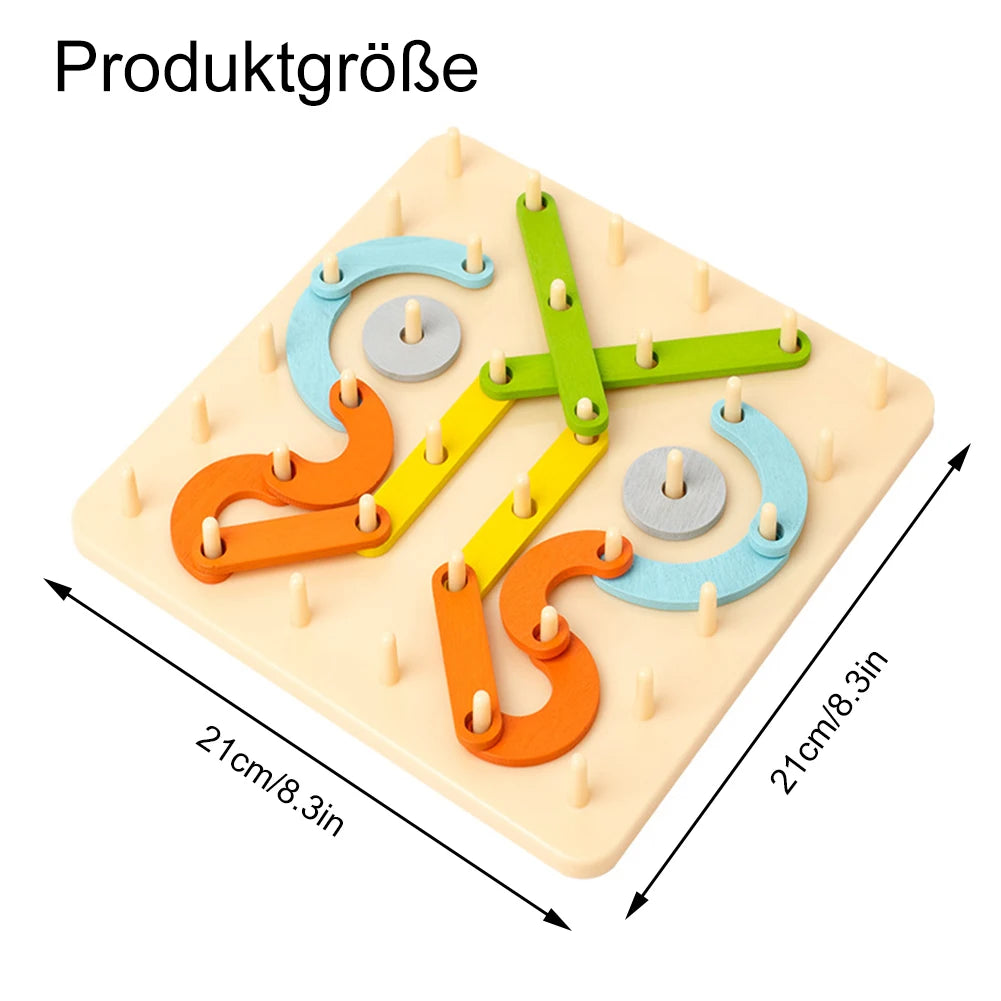 Geometric Pegboard Puzzle with Cards
