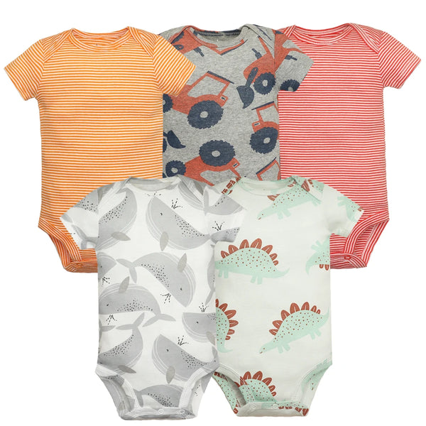 5PCS/Lot Baby Boys Girls Bodysuits 100% Cotton Short Sleeves Kids Clothes 6-24 Month Newborn Body Bright Prints bebe Jumpsuit