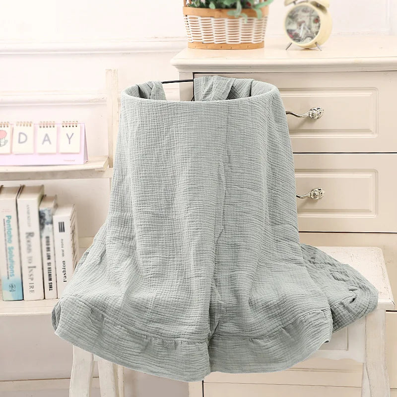 Cotton Baby Blanket Muslin Swaddle Newborn Receive Blanket Ruffle Children's Bedding Gauze Stroller Cover Babies Accessories