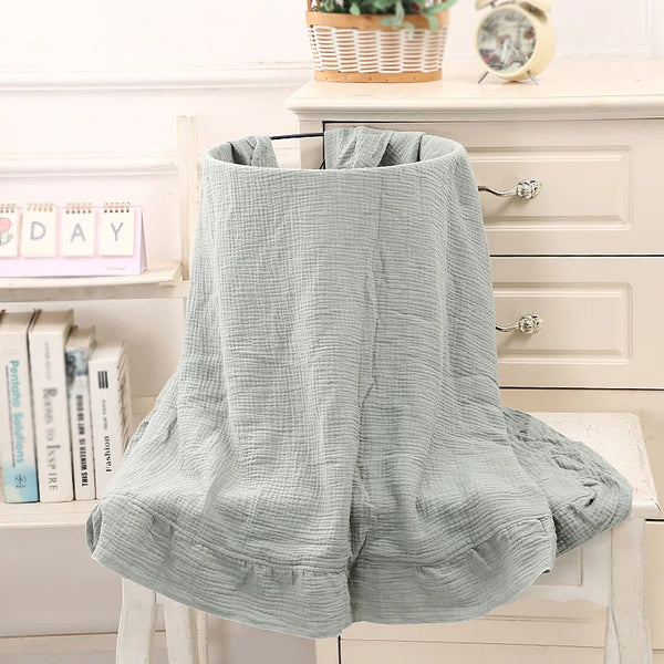 Cotton Baby Blanket Muslin Swaddle Newborn Receive Blanket Ruffle Children's Bedding Gauze Stroller Cover Babies Accessories