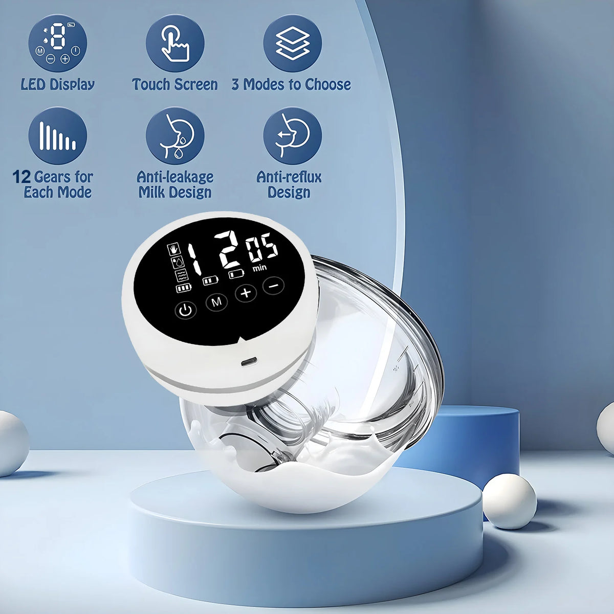 Portable Rechargeable Electric Breast Pump Integrated Silicone Breast Collector Wireless Wearable Hands Free Breast Pump
