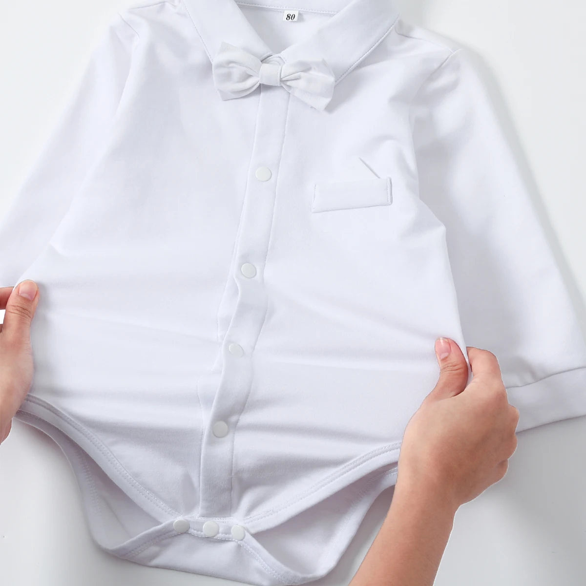 Boys Baptism Outfits Newborn Infant Baby Christening Blessing Gentleman Formal Suits White Wedding Suspenders Outfit Bow Tie