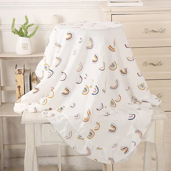Cotton Baby Blanket Muslin Swaddle Newborn Receive Blanket Ruffle Children's Bedding Gauze Stroller Cover Babies Accessories