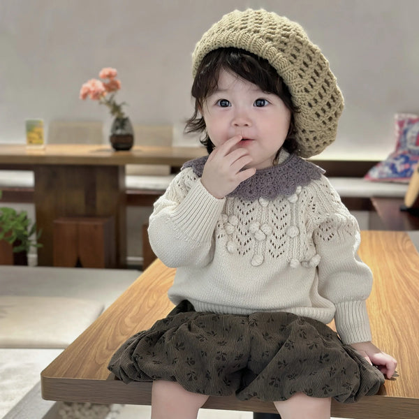 deer jonmi New Autumn Toddlers Girls Knitted Pullovers Sweaters Handmade Crochet Korean Style Hollow Out Baby Kids Sweater