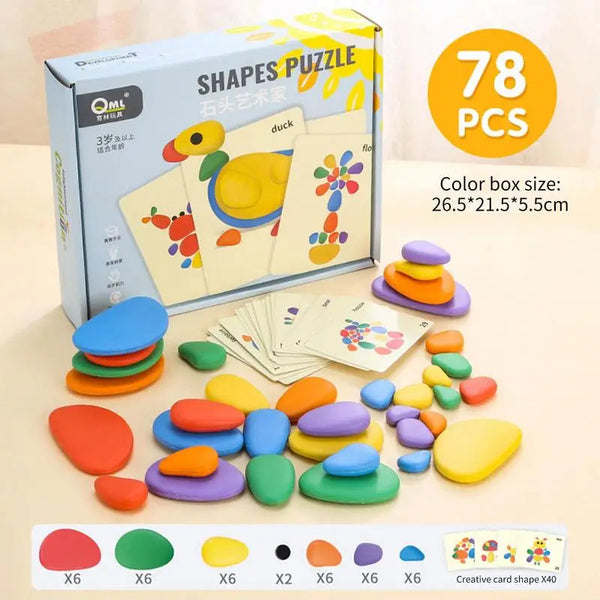 Rainbow Puzzle Pebbles