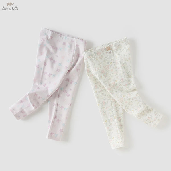 Dave Bella Children's Spring Printed Light Leggings Pants Girls Autumn Elastic Trouses Kids 1-7 Years Leggings Outdoor DB1260157