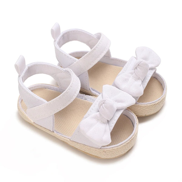 0-18M Non Slip Bow Sandals For Girls Breathable Preschool Soft Sole First Step Shoes Baby Hollow Design Sandals