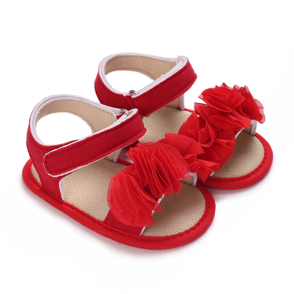 2025 Baby Girls Sandals Soft Sole Summer Infant Wedding Dress Flat Shoes Beach Sandal Newborn Crib Shoes First Walkers