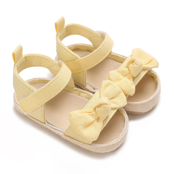 0-18M Non Slip Bow Sandals For Girls Breathable Preschool Soft Sole First Step Shoes Baby Hollow Design Sandals