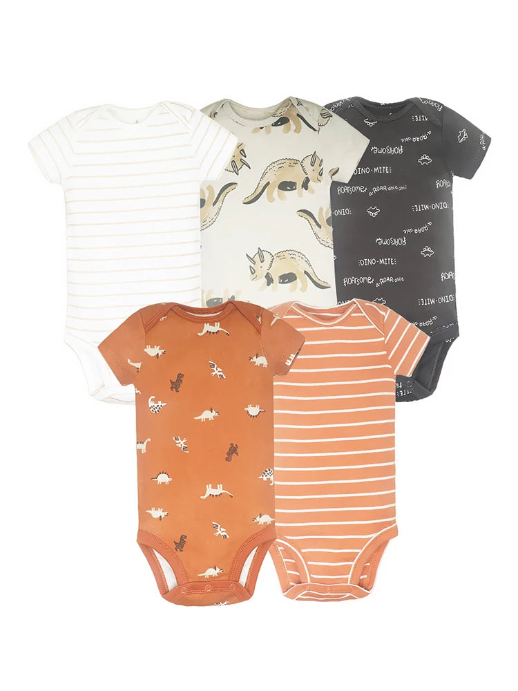 5PCS/Lot Baby Boys Girls Bodysuits 100% Cotton Short Sleeves Kids Clothes 6-24 Month Newborn Body Bright Prints bebe Jumpsuit