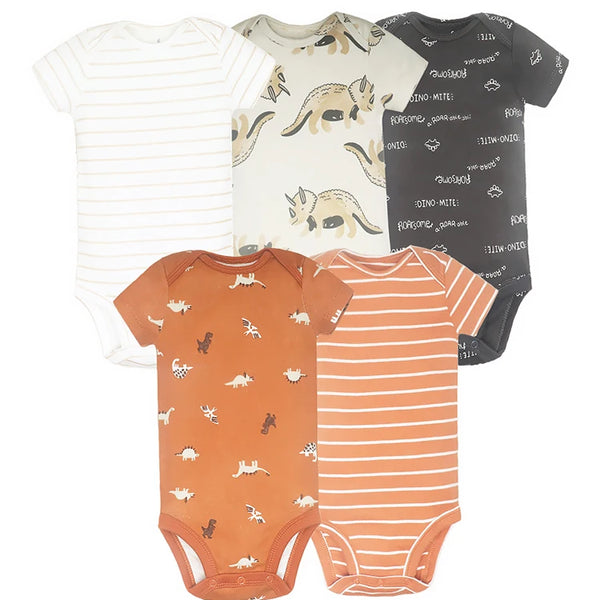 5PCS/Lot Baby Boys Girls Bodysuits 100% Cotton Short Sleeves Kids Clothes 6-24 Month Newborn Body Bright Prints bebe Jumpsuit