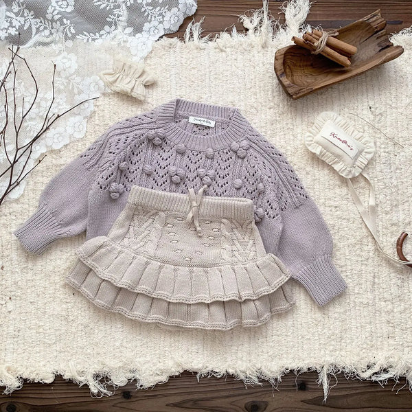 deer jonmi New Autumn Toddlers Girls Knitted Pullovers Sweaters Handmade Crochet Korean Style Hollow Out Baby Kids Sweater