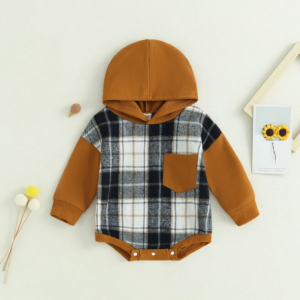 Long Sleeve Plaid Patchwork Jumpsuit