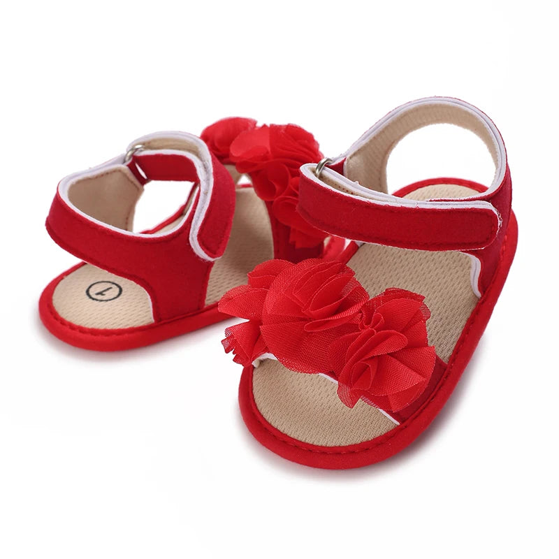 2025 Baby Girls Sandals Soft Sole Summer Infant Wedding Dress Flat Shoes Beach Sandal Newborn Crib Shoes First Walkers