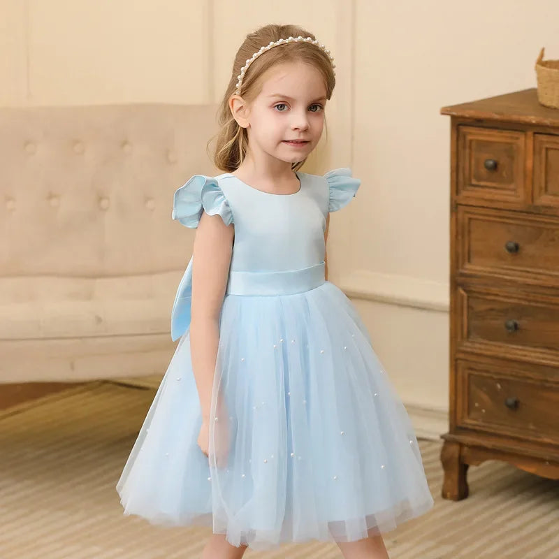 Summer Child Girl Wedding Dress Sleeveless Lace Children Party Dresses Fashion Solid Dresses for Girls Princesses 2-10 Years
