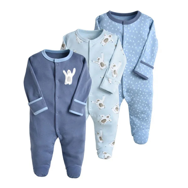 3Pcs/Lot Spring Autumn Cotton Baby Romper Cartoon Long Sleeve Baby Boy Girl Clothing Infant Kids Jumpsuit Newborn Pajimas 3-12M