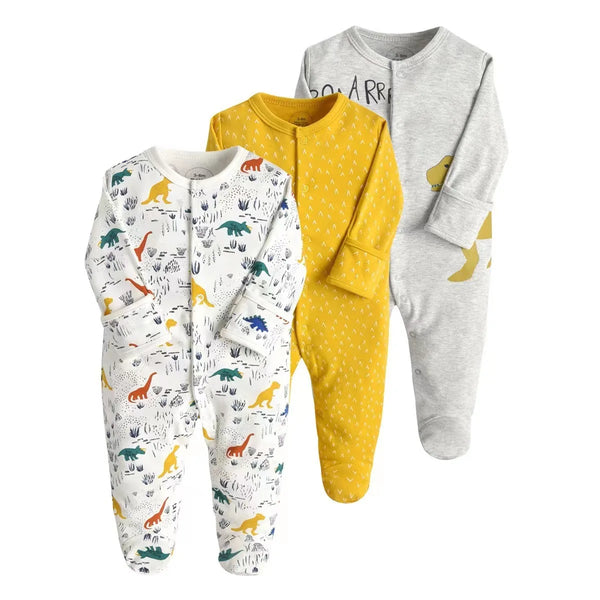 3Pcs/Lot Spring Autumn Cotton Baby Romper Cartoon Long Sleeve Baby Boy Girl Clothing Infant Kids Jumpsuit Newborn Pajimas 3-12M
